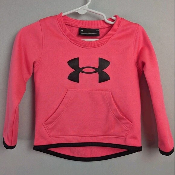 Under Armour Other - Under Armour Girls 18 Months Pink & Black Logo Crew Neck Sweatshirt UA Pullover